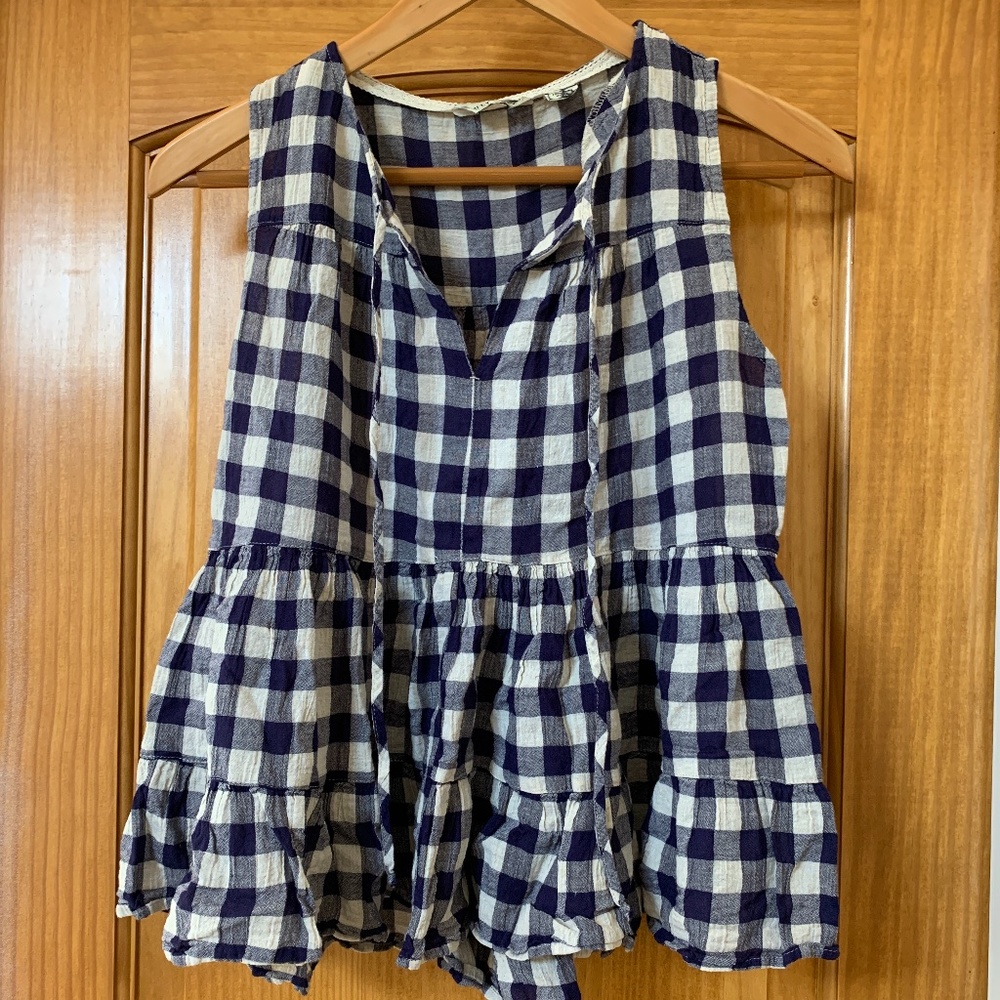 Anthropologie Gingham Swing Top